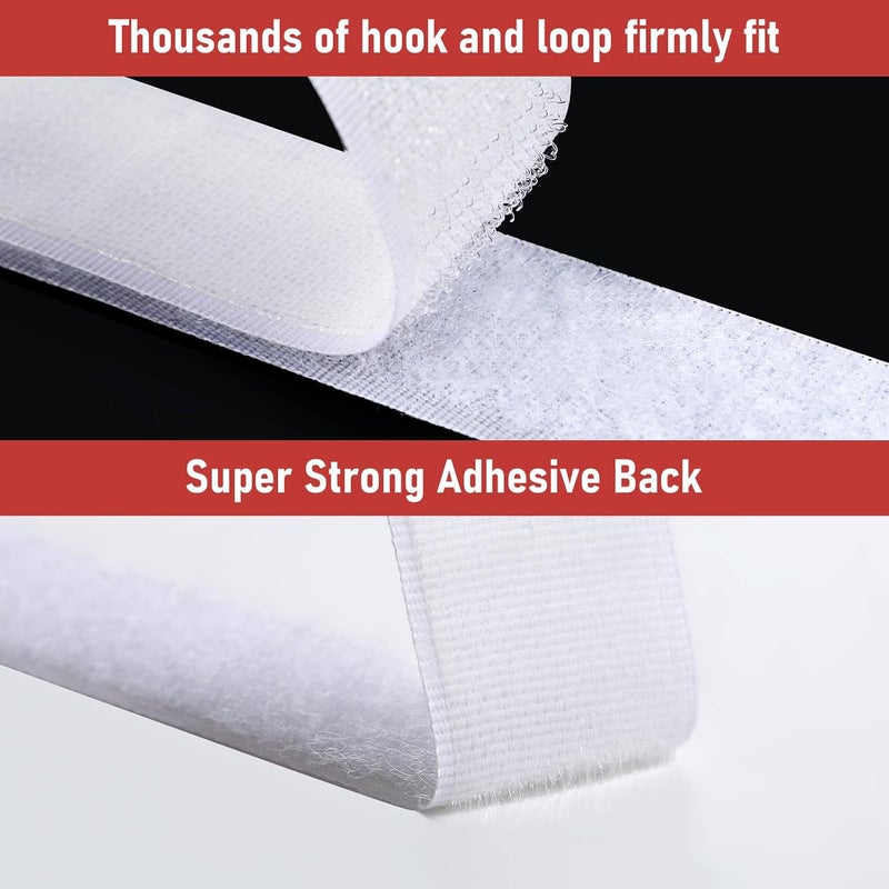 PTUNA 30Ft *2 Inch Hook and Loop Tape with Adhesive Back, Heavy Duty Double Sided Adhesive Strips, Strong Sticky Strips Roll for Home/Office/School/Car, White - Image 5